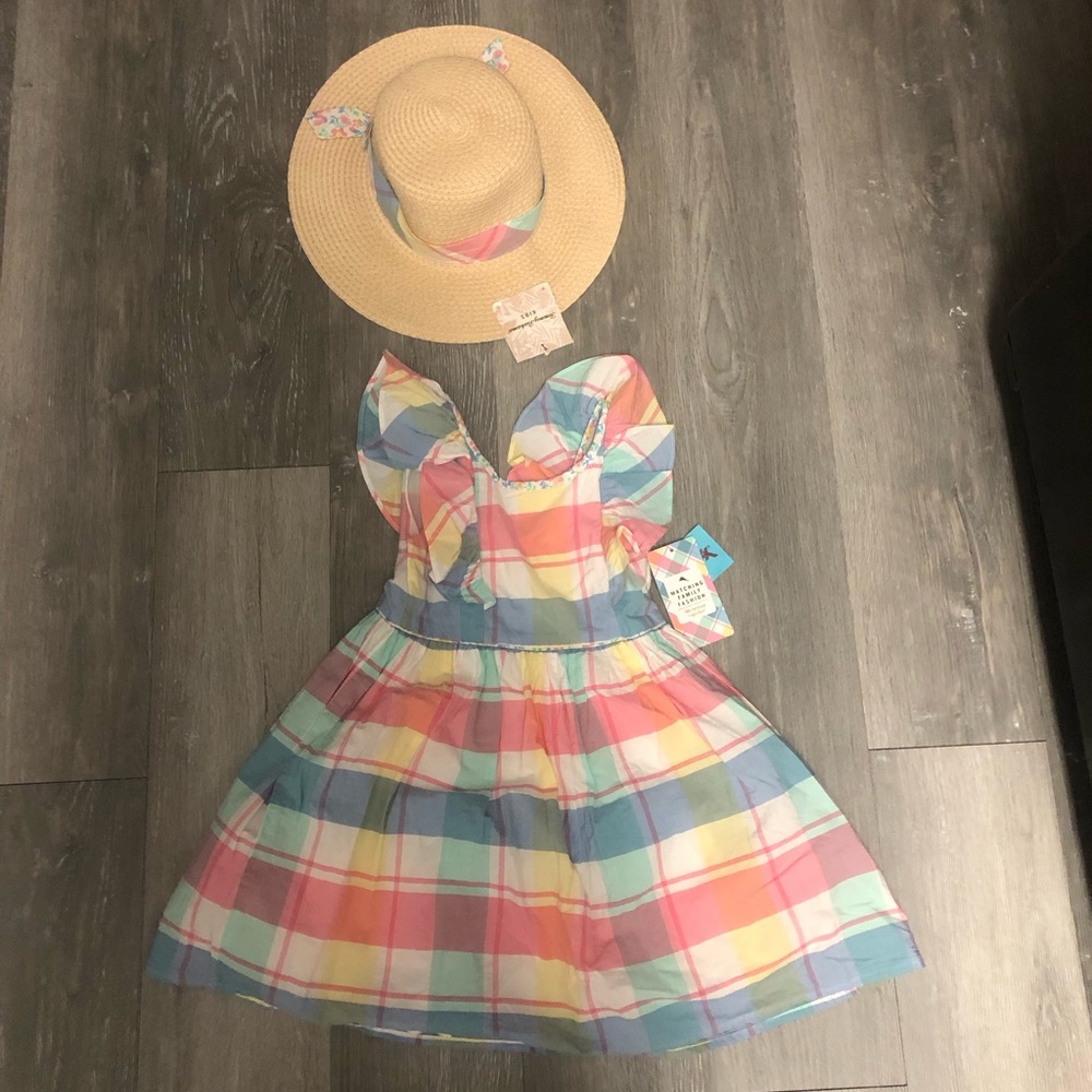 Tommy Bahama Pastel Plaid Dress and Hat Set